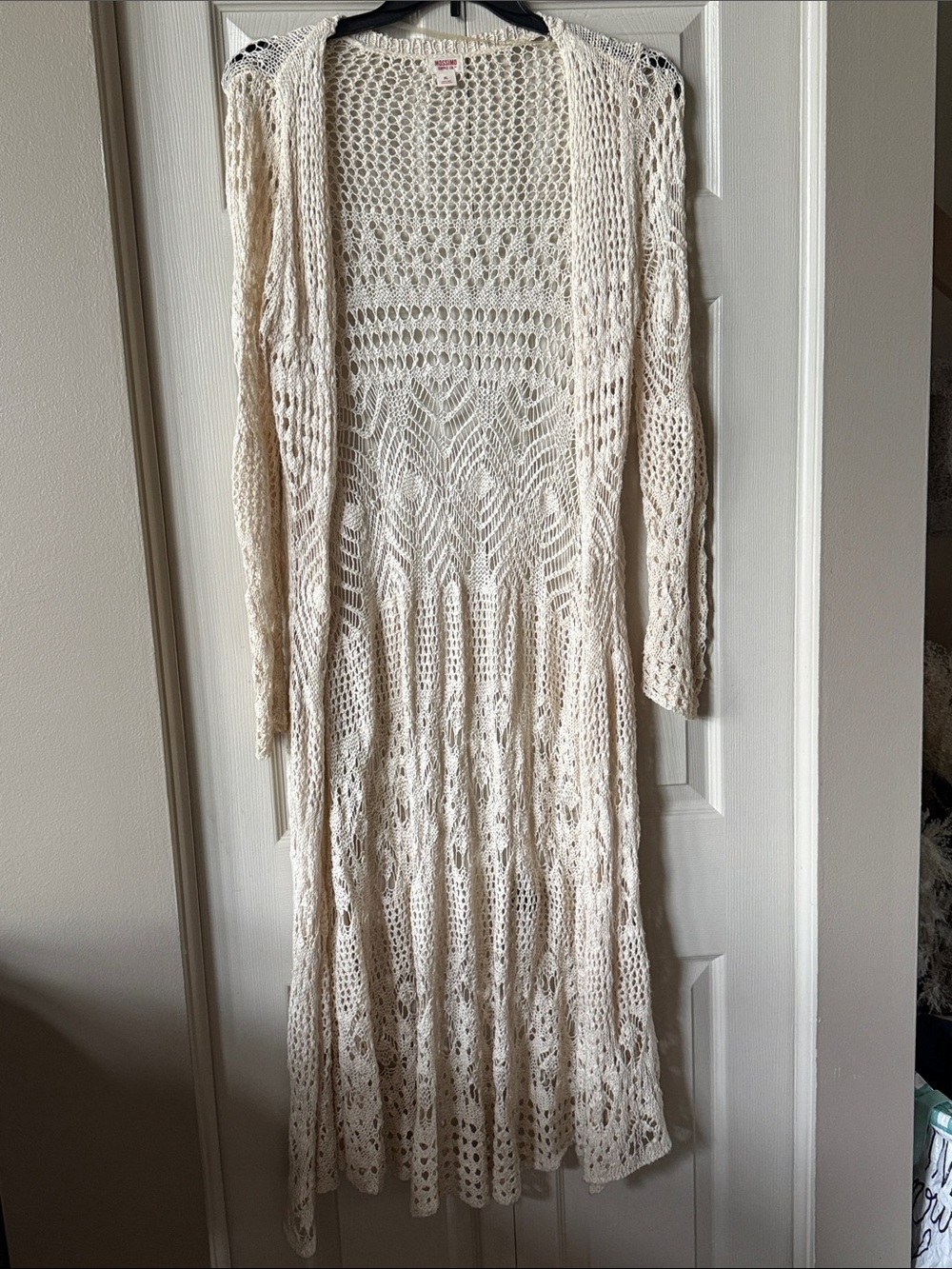 Mossimo Supply Co. Cream Crochet Long Open Duster Cardigan!